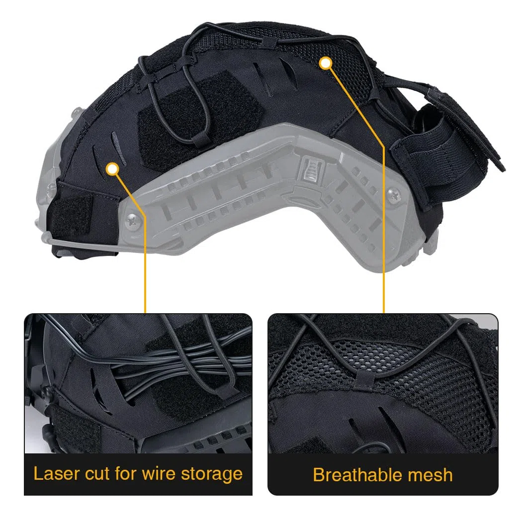IDOGEAR Funda Táctica para Casco con Bolsa Trasera para batería para M/L/XL Fast PJ BJ MH Kit de Contrapeso para Casco