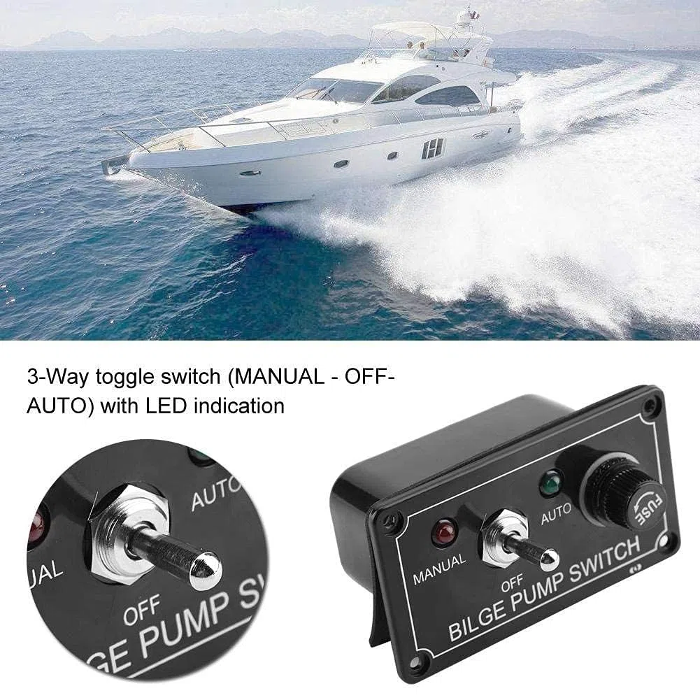 Interruptor De La Bomba De Achique, Indicador Led De 12 V Dc Panel Del Interruptor De La Bomba De Achique Manual/Apagado/Automático Para Barco Marino
