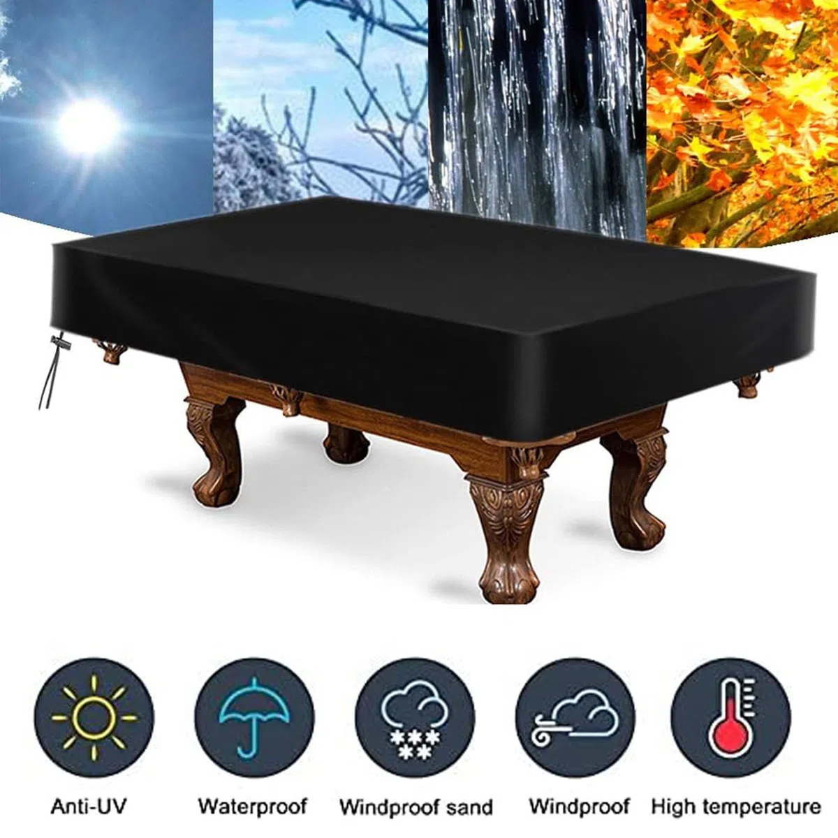 Funda de mesa de billar de 7 pies, cubierta impermeable a prueba de desgarros para mesa de billar, cubierta de tela Oxford, protección solar a prueba de polvo, protección contra la lluvia y el