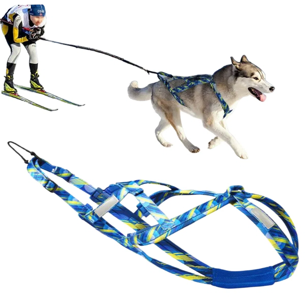 Arnés de trineo de perros cómodo arnés de pernése de trineo de trineo ajustable con tira reflectante Arnés de trineo de perros transpirable para tirar de ocho arnés de tirar para perros medianos arne