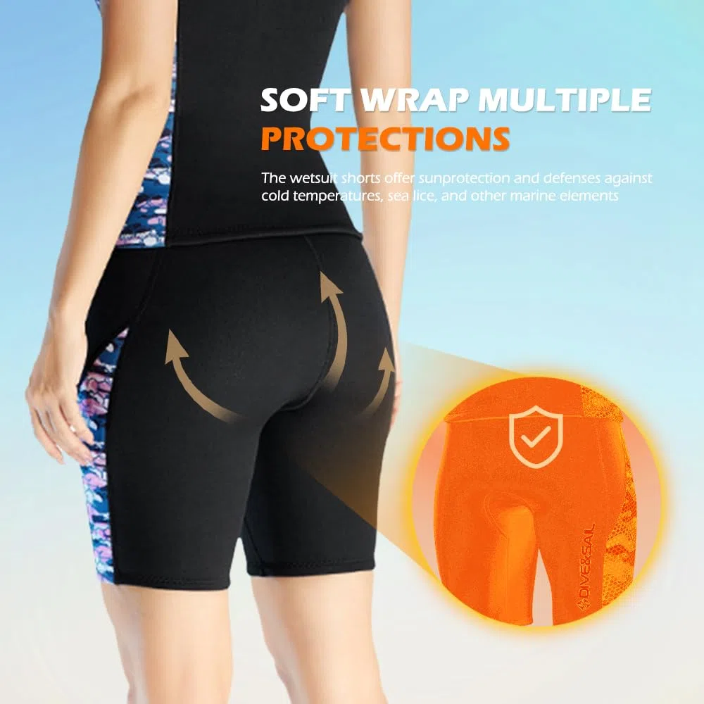 Pantalones de neopreno para mujer, pantalones cortos de neopreno de 2 mm, leggings térmicos de natación con cordón ajustable en la cintura para surf, buceo, kayak