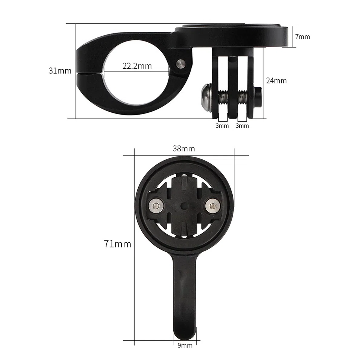 TT Rest Manillar Delantero Soporte de Ordenador para Bicicleta de Carretera (Aleación de Aluminio) Compatible para Garmin Edge, Wahoo Elemnt, Bryton, Cateye, Cámara GoPro y Lámpara