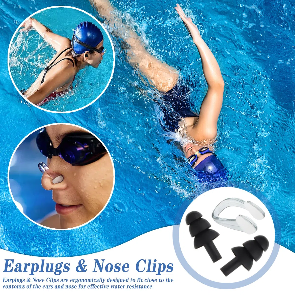 Kit Entrenamiento Natacion Profesional, FainFun 2.5~7.5M Arnés Nadar Piscinas Pequeñas, Paracaídas de Natación, Cinturon Natacion Adulto,para Entrenamiento de Resistencia Velocidad
