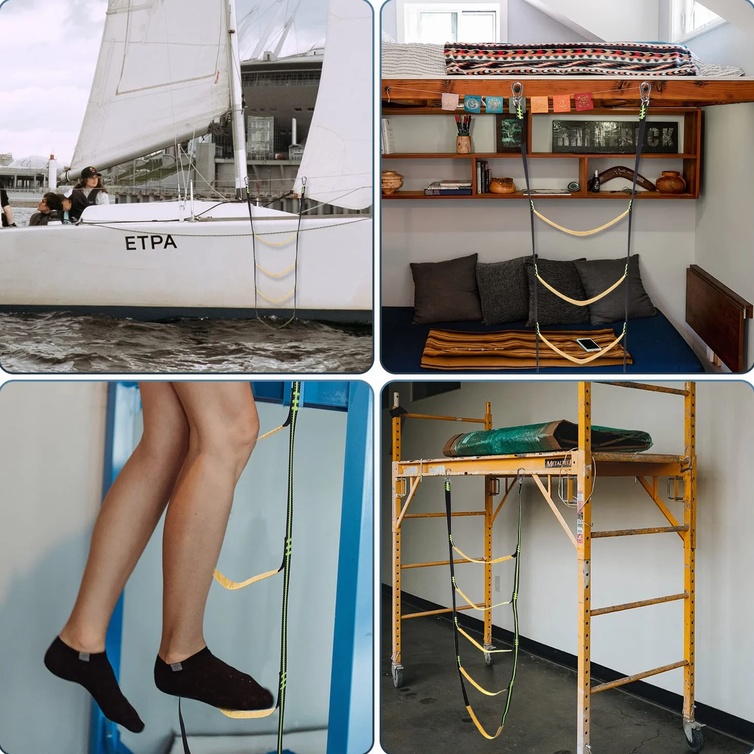 5 Pasos Escalero cuerda, Ayudante de Escalada Barco Escalera para Botes Lancha Kayak Lancha Motora Piragüismo