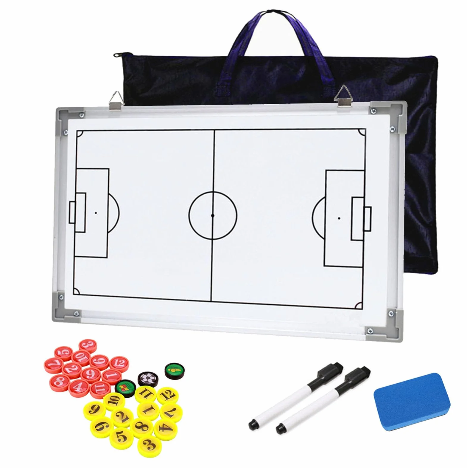 Joyeee Portapapeles de fútbol de doble cara impermeable para entrenadores de fútbol de doble cara, diseño de corte completo y media cancha de fútbol sala de fútbol con borrado en seco, 43 x 30 cm