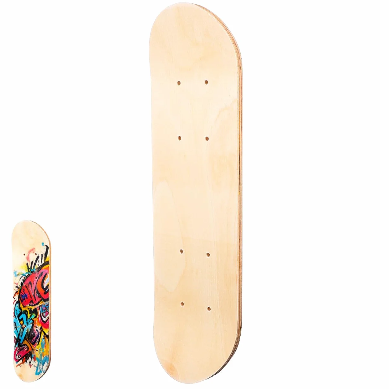 Tabla Skate para Pintar Deck De Monopatín DIY para Superficie Lisa para Graffiti Y Manualidades Resistente Y Duradera 43CM