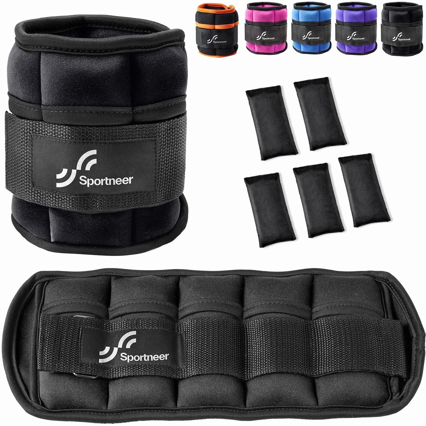 Sportneer Peso de Tobillo, Set de Peso Ajustable en Tobillo, Correas de Muñeca con Muñeca, 0,58 kg - 2,9 kg por Tobillo, 1,16 kg a 5,8 kg par