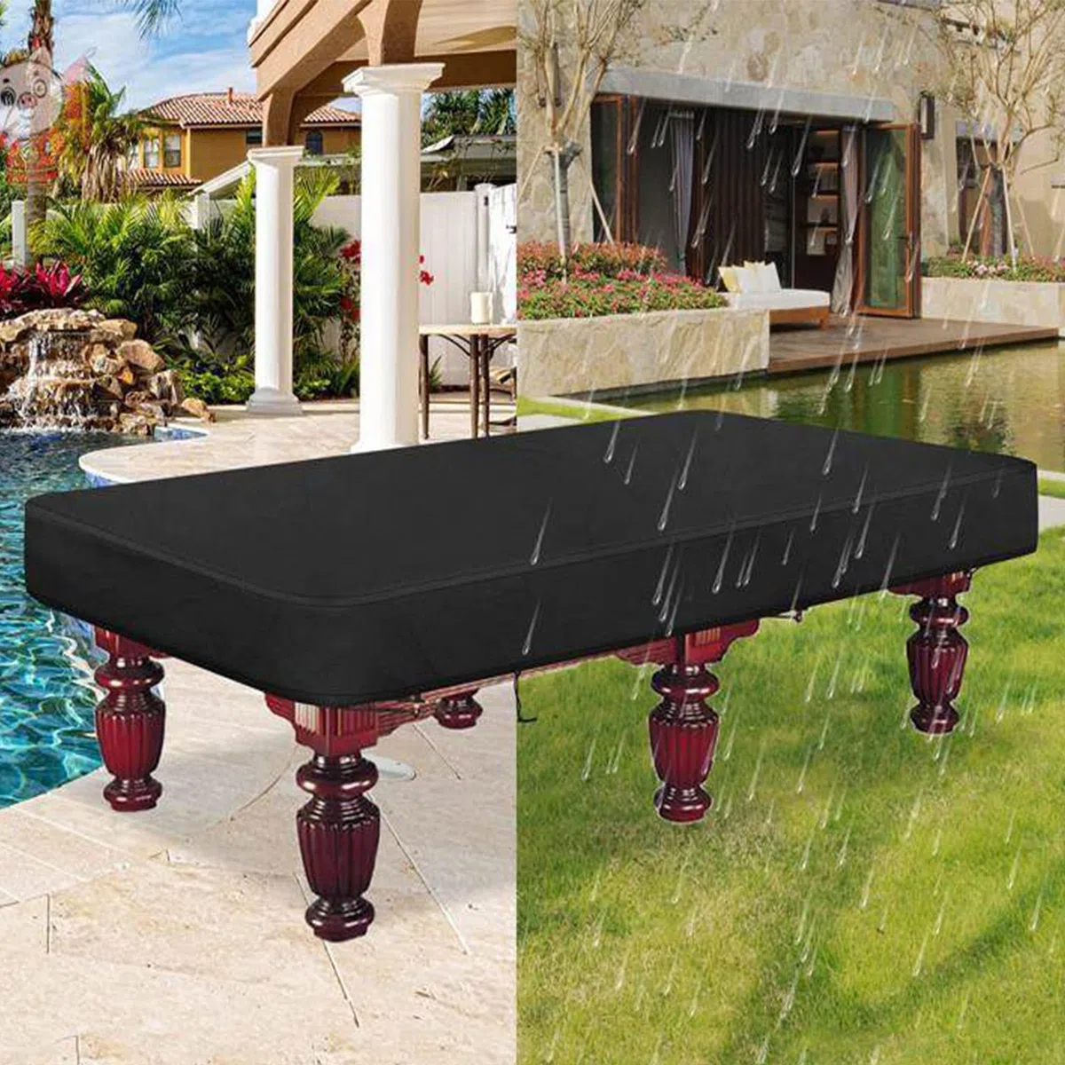 Funda de mesa de billar de 7 pies, cubierta impermeable a prueba de desgarros para mesa de billar, cubierta de tela Oxford, protección solar a prueba de polvo, protección contra la lluvia y el