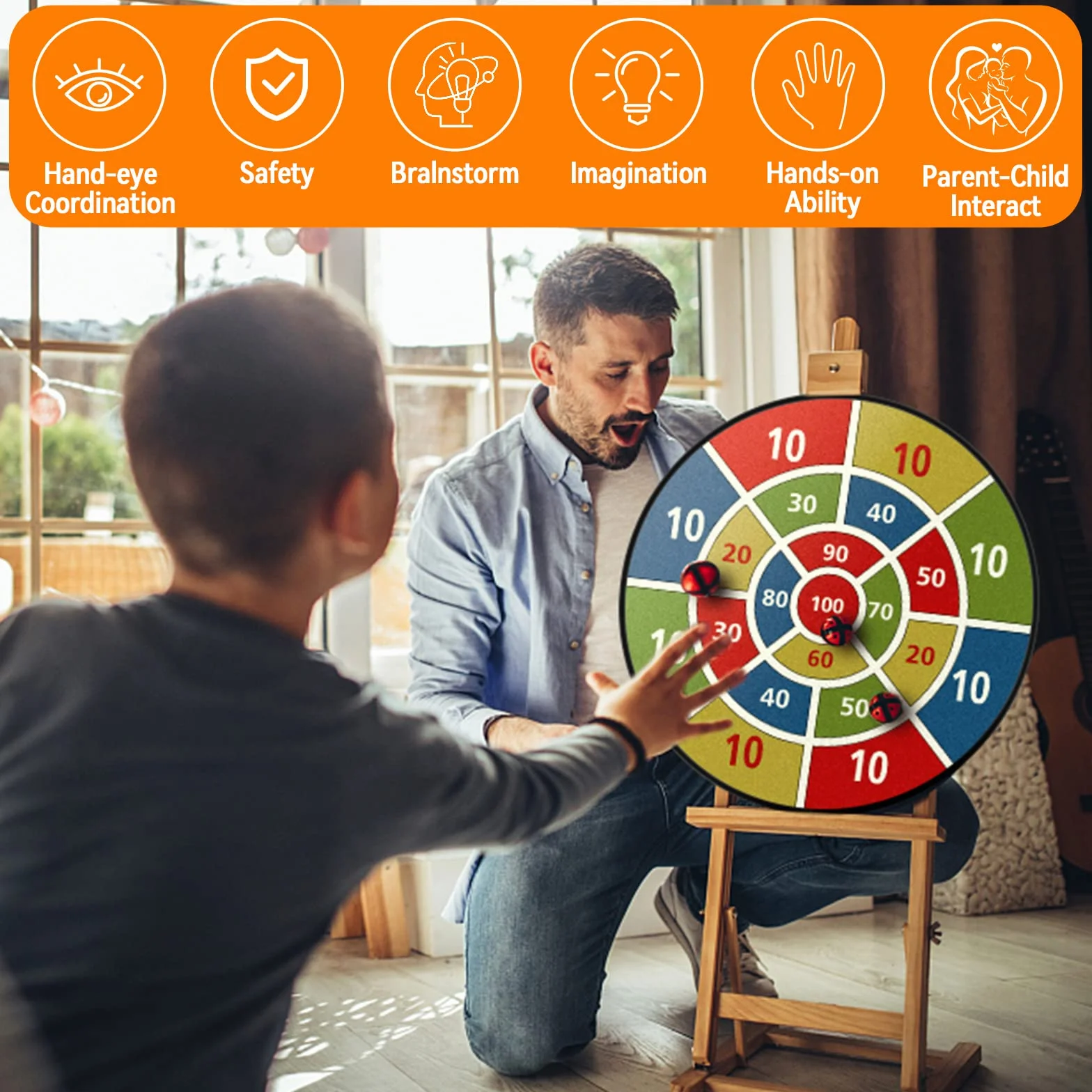 Kiztoys Diana de Doble Cara con Bolas Adhesivas para Interiores y Exteriores, Juegos de Fiesta, Juguetes, Regalos para niños, niñas y Adultos