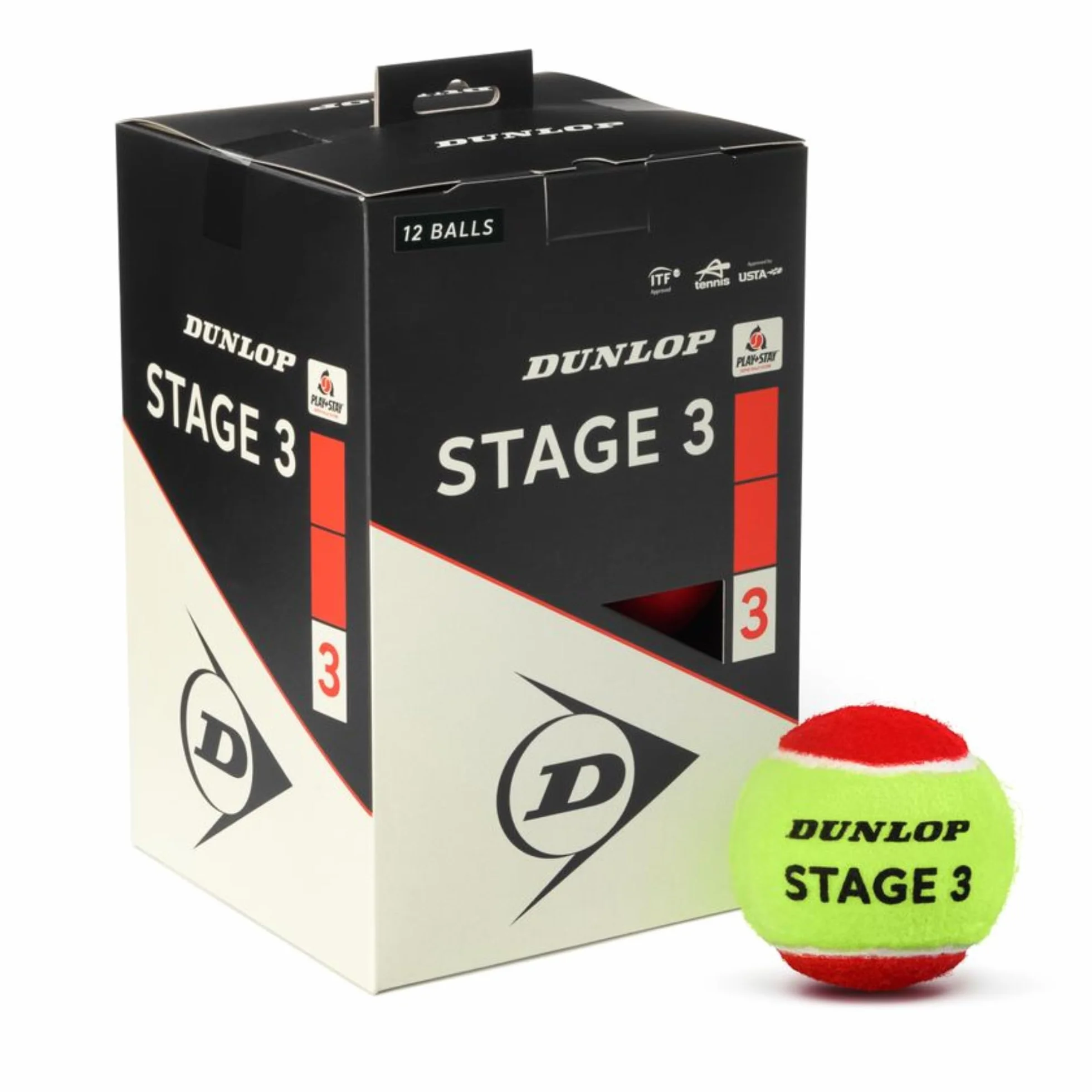 DUNLOP Pelota de Tenis Stage 3 roja