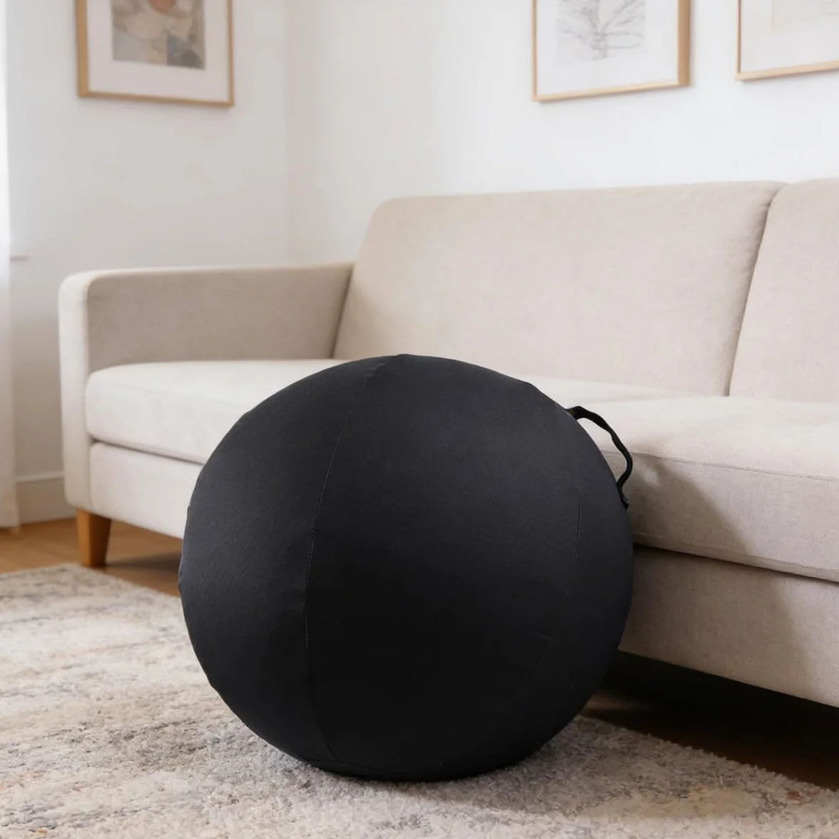 Funda protectora para pelotas de yoga de 65 cm, funda de tela de algodón transpirable con asa de transporte para entrenamiento físico (gris oscuro)