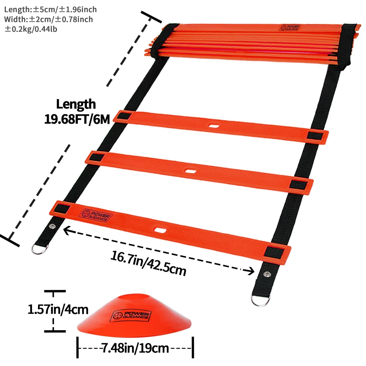 POWER GUIDANCE Escalera de Velocidad Escalera de Agilidad 6m para Fútbol Baloncesto Tenis Fitness Entrenamiento (10 Conos,Bolsa de Transporte)