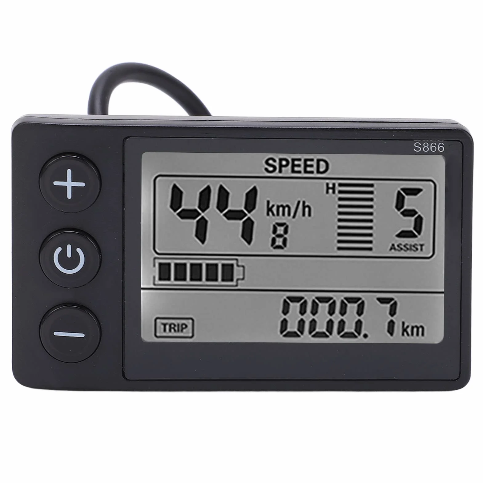 LCD Display Meter S866 Display Meter Control Panel with Waterproof Plug Electric Bike LCD Display Display 24V 36V (Default) 48V (Adjustable)