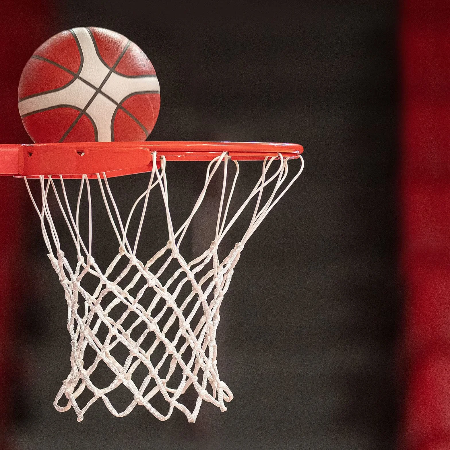 PATIKIL 8 Lazos 12" Dia. Mini Baloncesto Red Reemplazo, 6 Paquete PP Baloncesto Aro Red Borde Redes Resistentes para Interior Exterior, Blanco Rojo Azul