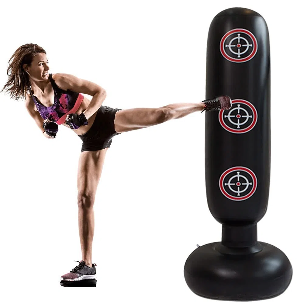 Saco de Boxeo de pie 160 cm, Saco de Boxeo Inflable, Punching Ball para Practicar Karate, Taekwondo y aliviar Pent Up Energy, Ejercicio Boxeo Objetivo Bolsa