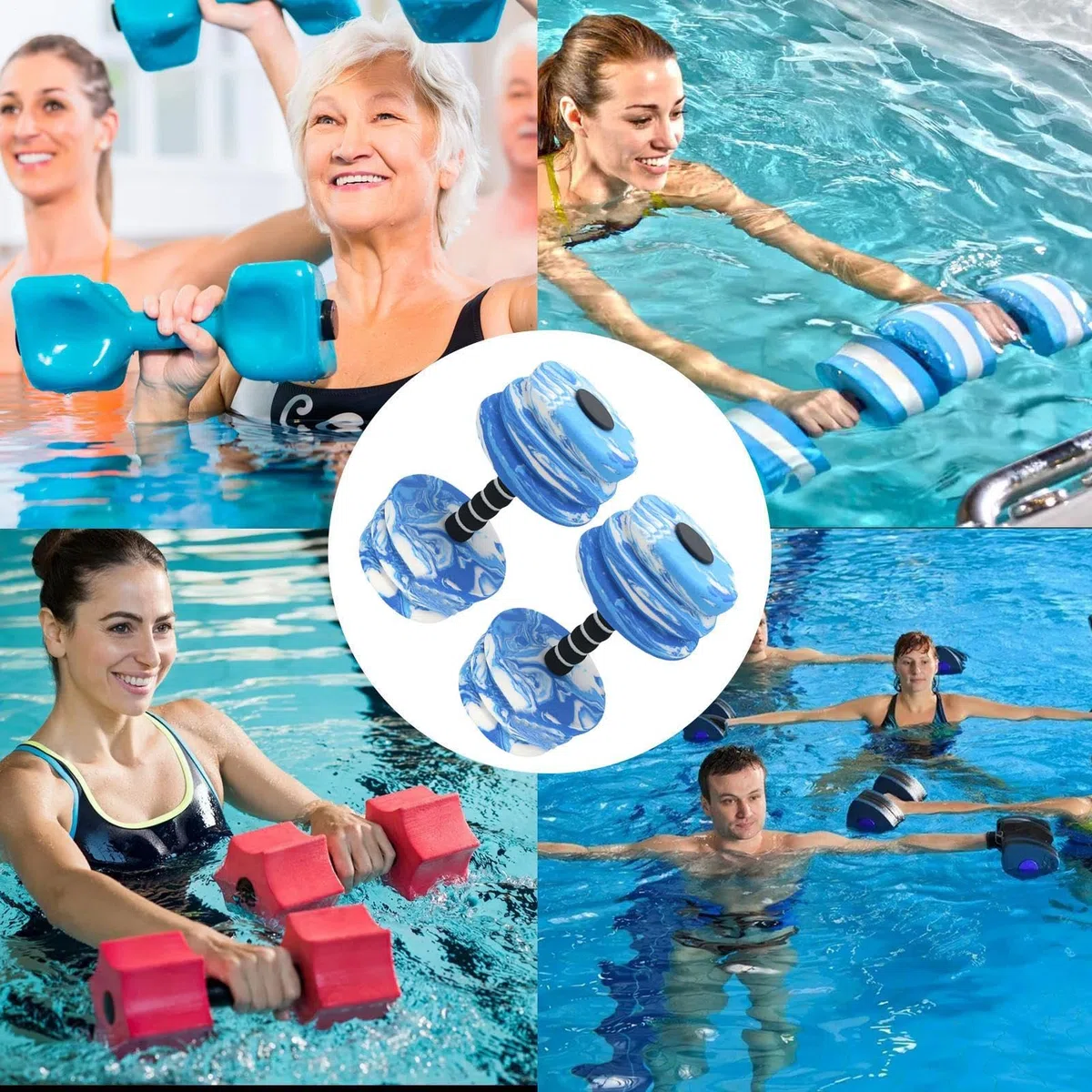 Campanas tontas, set de mancuernas,Equipo de ejercicio de la piscina para adultos | Equipo de Eva de espuma de 2 piezas flotante para natación para el ejercicio deportivo de fitness de natación