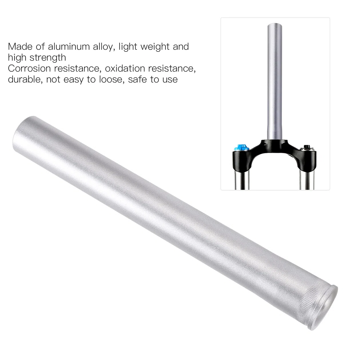 Tubo de Cabeza de extensión de Horquilla Delantera de Bicicleta, Tubo de Cabeza de Horquilla de Aluminio, Tubo Recto de 28,6mm, Superior de 28,6mm, Inferior de 30mm