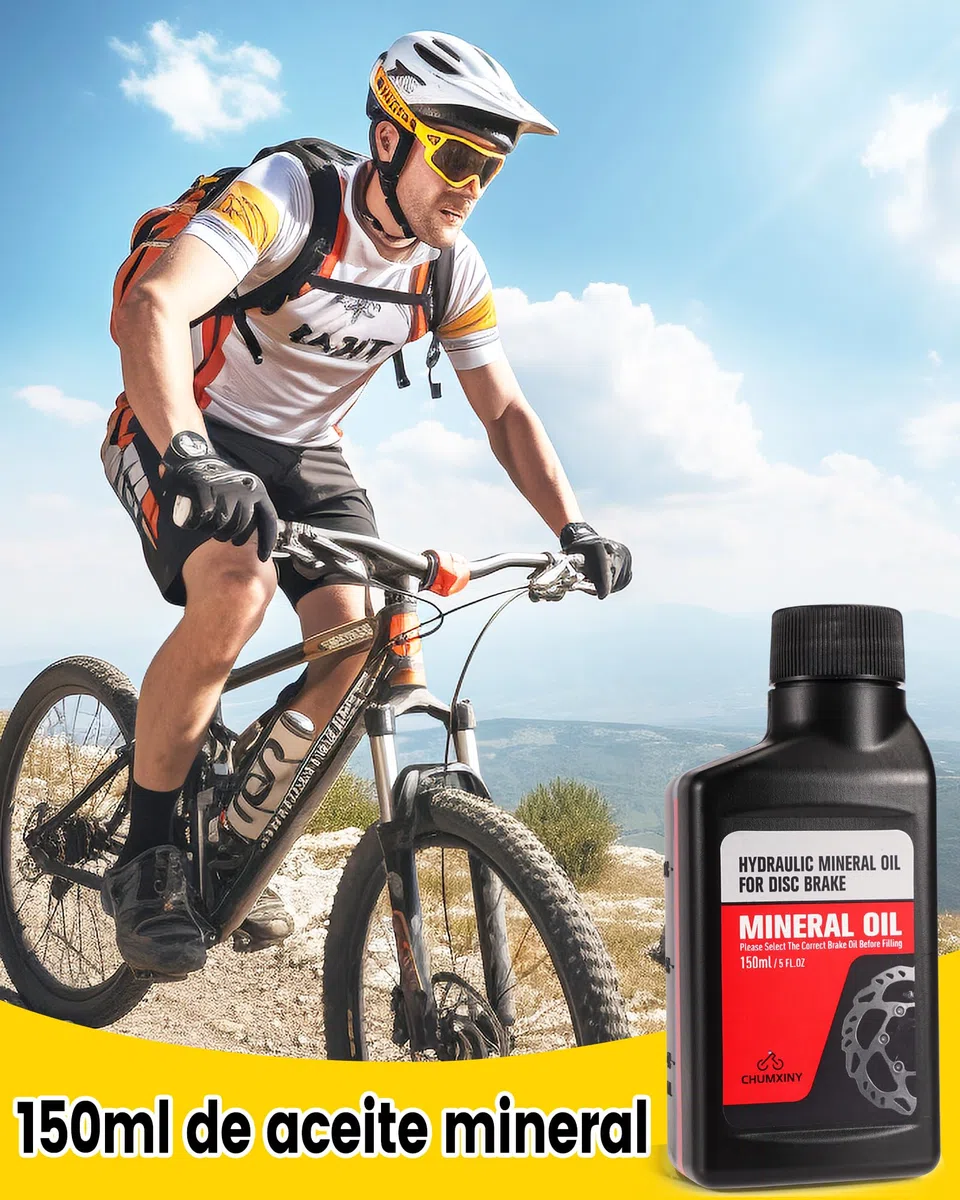 CHUMXINY Kit Purgado Frenos para Shimano,Tektro, Magura Gama de Frenos de Disco Hidráulicos, Kit de Purgado de Freno MTB Incluye Conectores Metálicos y 150 ml de Líquido de Frenos de Aceite Mineral.
