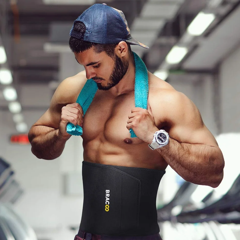 BRACOO Faja Reductora Hombre y Mujer Adelgazante – Cinturón Deportivo de Neopreno con Efecto Sauna para Sudar Más y Quemar Calorías, SE22