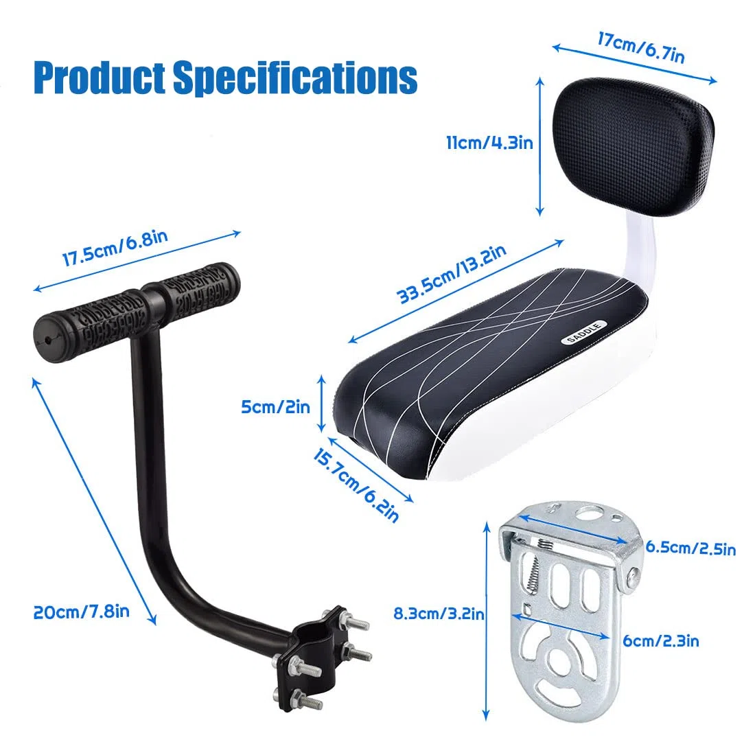auvstar Silla Bicicleta Niño Trasera,Cojín de Asiento Trasero de Bicicleta de Montaña,Asiento Trasero de Vehículo Eléctrico,Incluidos Respaldo, Reposabrazos y Pedales
