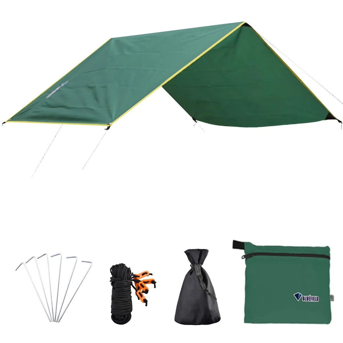 Azarxis Toldo Impermeable Ligero Lona de Tiendas de Campaña Alfombras para Vajilla de Exterior y Picnic Playa (01 - Verde, L - 240 x 220 cm)