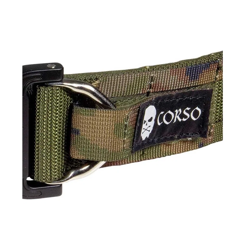 Genérico Corso Cinturón Táctico Hook Molle MK2, Ajustable, Sistema MOLLE, Doble Cinturón con Tela de Gancho, Camuflaje boscoso pixelado español