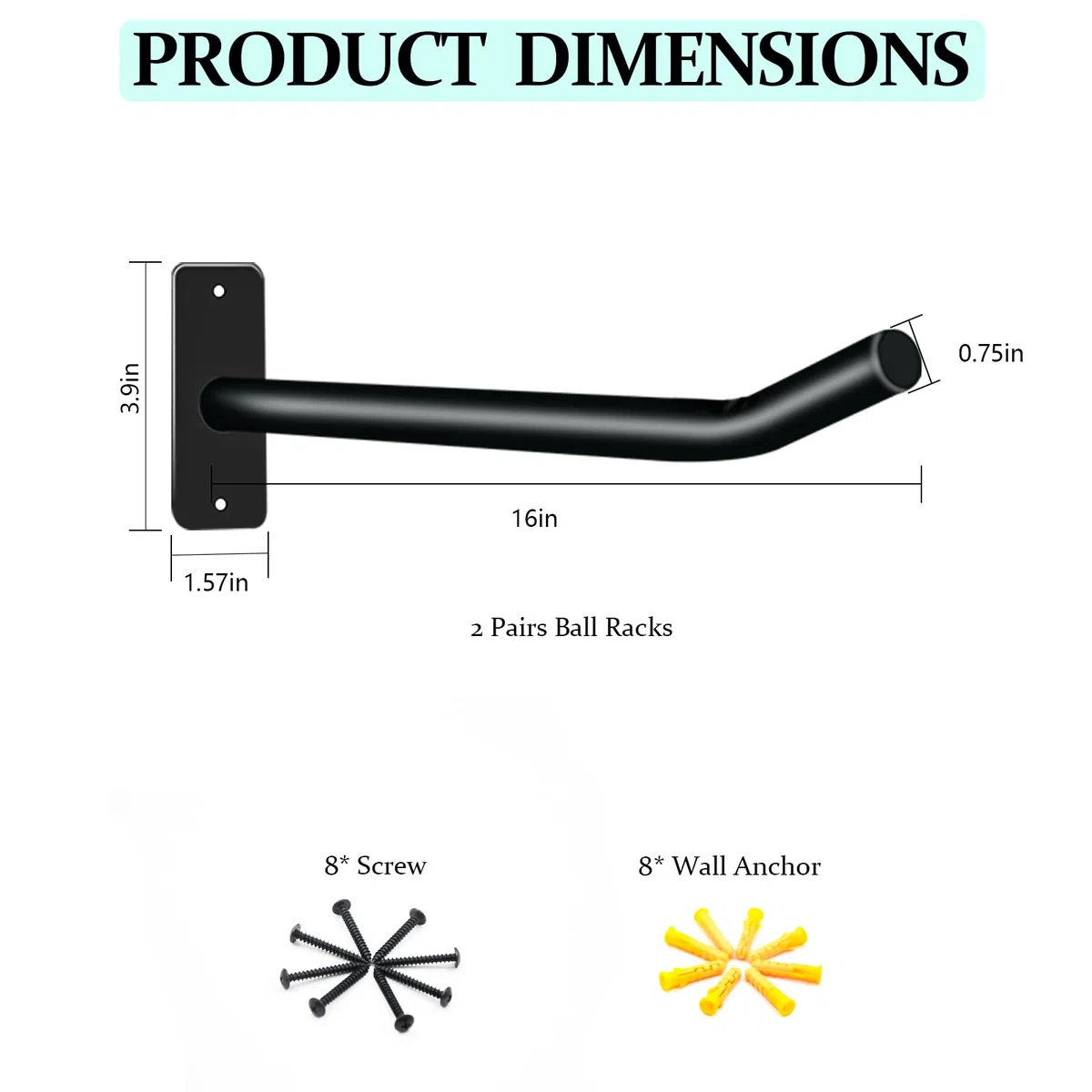 Soporte de pared para pelotas medicinales y esterilla de yoga, soporte de pared para 2 pares de pelotas de ejercicio, soporte de metal para almacenamiento de equipos de fitness en gimnasio o
