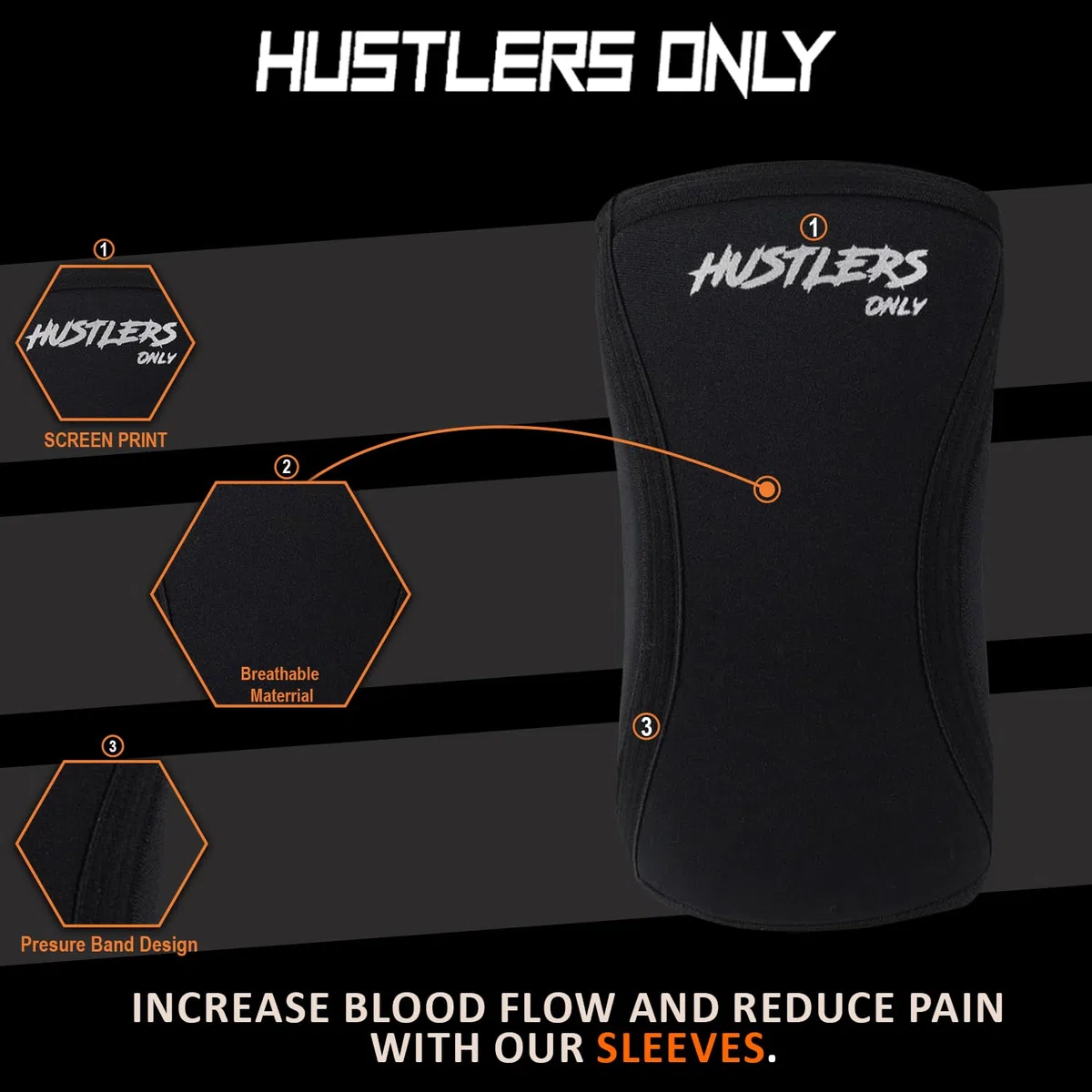 Hustlers Only Coderas de Compresión Neopreno 5 mm para Levantamiento de Pesas – Alivio del Dolor Articular, Soporte de Codo para Gimnasio, Fitness y Entrenamiento (XS, Negro)