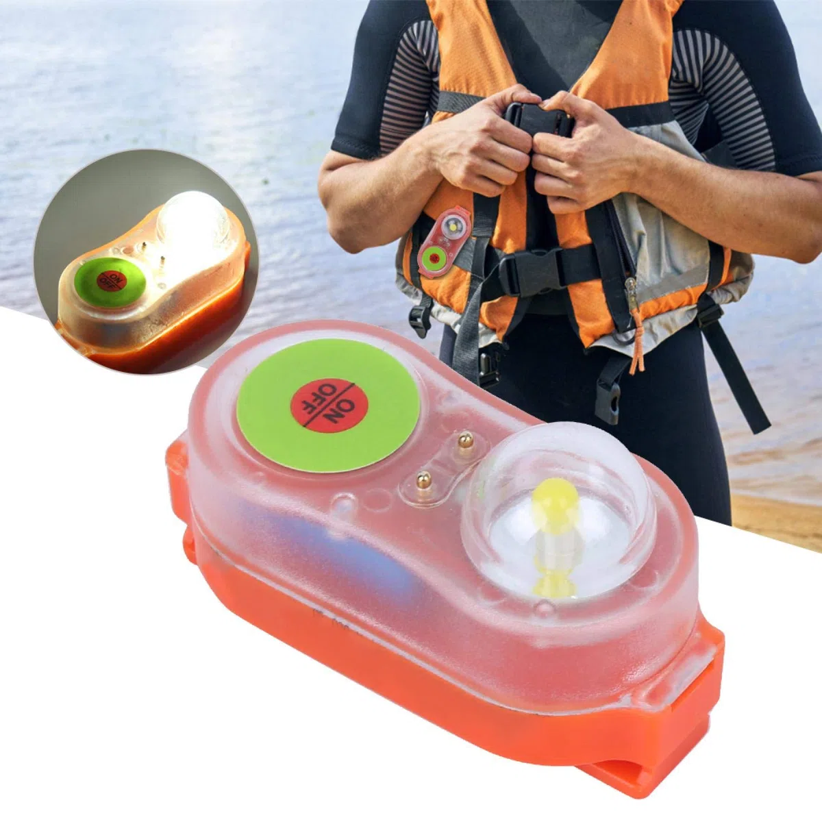 Luz de localización automática de supervivientes, lámpara de luz de Chaleco Salvavidas LED, Litio JHYD-I Agua de mar Autoiluminación Linterna de Ahorro de Vida Lámpara de atracción de luz(Naranja)