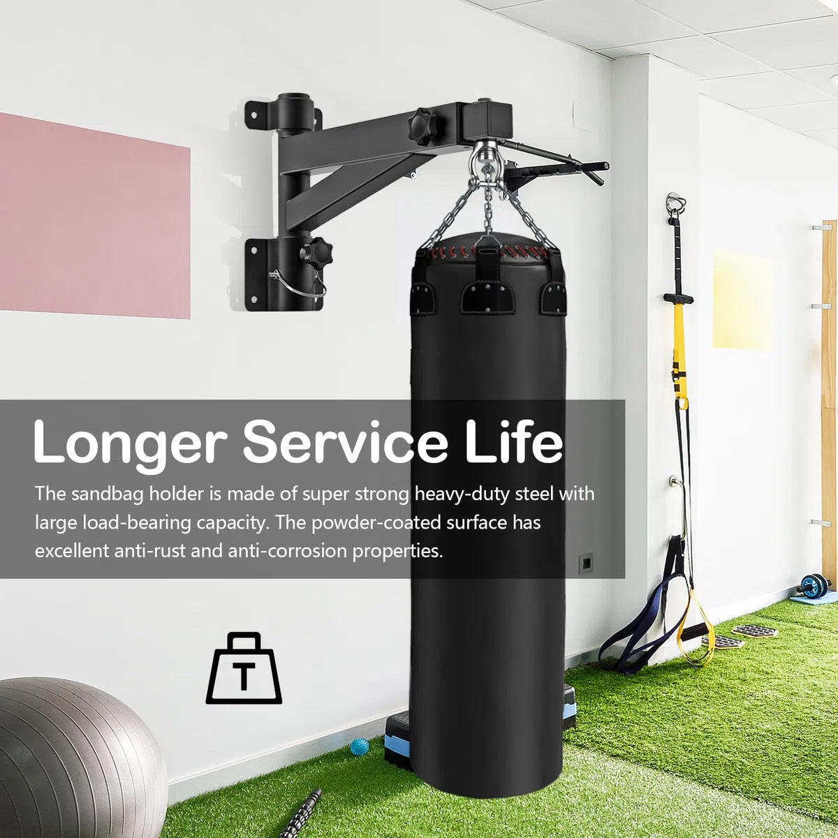 Soporte para Saco De Boxeo, Soporte Colgante para Saco De Boxeo Estante De Pared Ajustable Soporte Robusto para Saco De Boxeo Accesorios De Montaje para Casa Gimnasio Interior - Negro