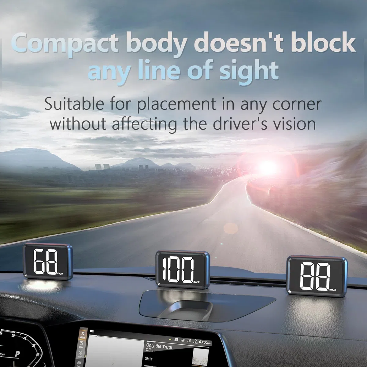 Velocímetro de pantalla grande, velocidad de visualización MPH y KM/H, GPS, velocímetro digital con ajuste automático de brillo, adecuado para todos los coches