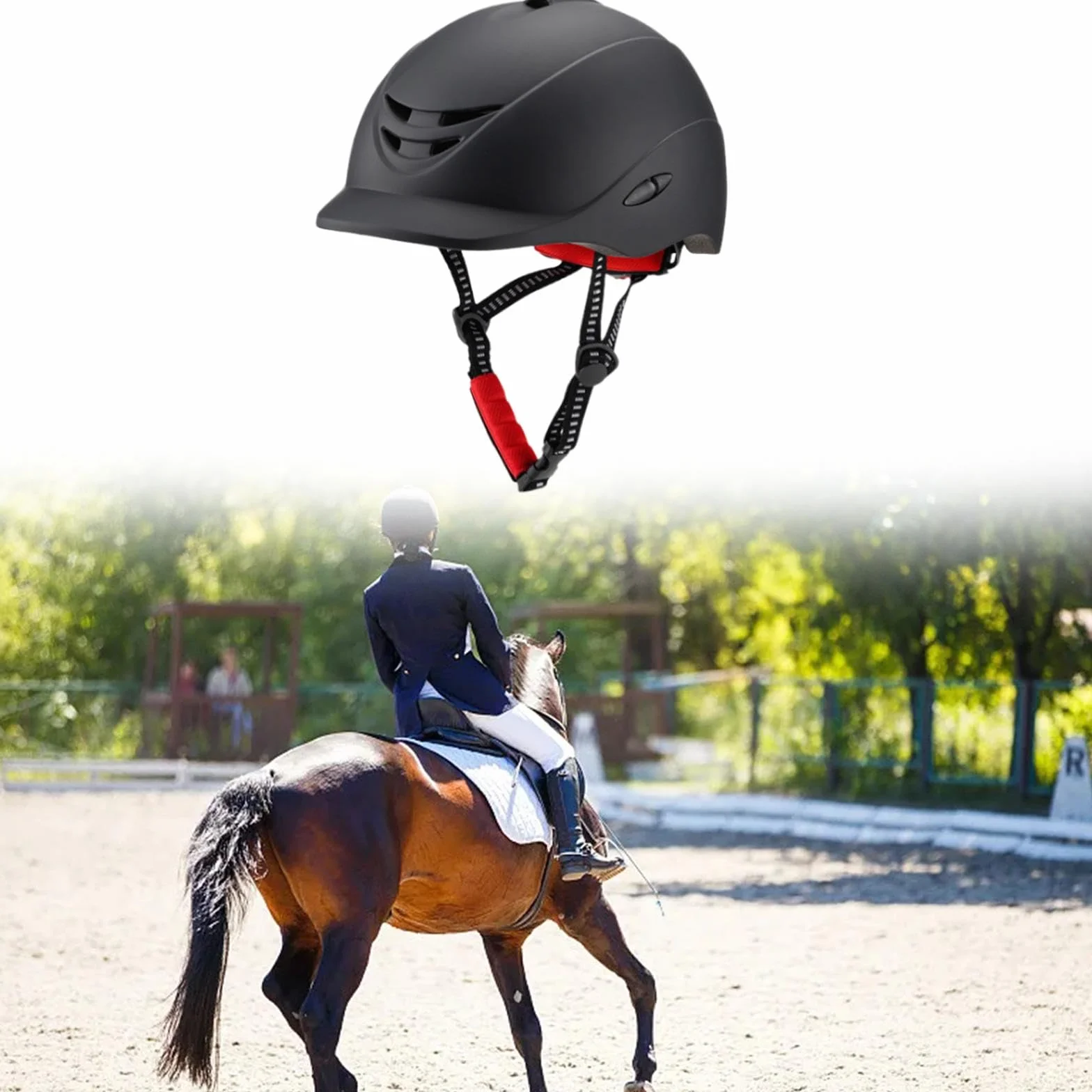 Perfeclan Casco Ecuestre de Verano Gorra de equitación Borde extraíble Transpirable Compacto Ajustable Hombres Mujeres Casco Ecuestre Casco de equitación para, M