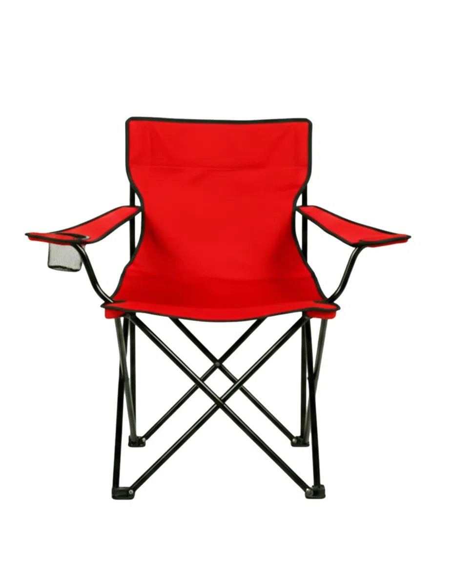 Jardin202 - Silla de Camping Plegable de Acero con Reposabrazos y Funda con Asas- 80x80x50 cm, Resistente al Agua - Ideal para Exterior | Pack 2 uds (Roja)