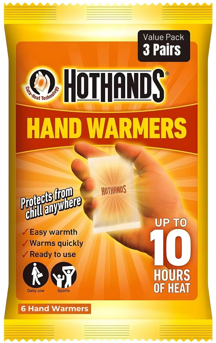 HotHands - Calentadores de manos desechables, 3 pares, calentadores de manos calientes para hasta 10 horas de calor, calentadores de bolsillo para deportes al aire libre, calentadores de manos de golf