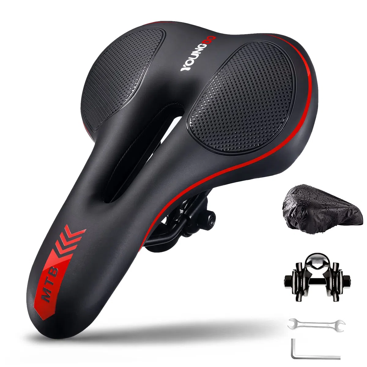 YOUNGDO Sillín MTB,Sillín de Bicicleta de Gel,Sillin Bici Montaña Ergonómico Asiento de Bicicleta Antiprostatico Cómodo y Transpirable para BMX,Bicicleta de Carretera,Bicicleta de Montaña,MTB
