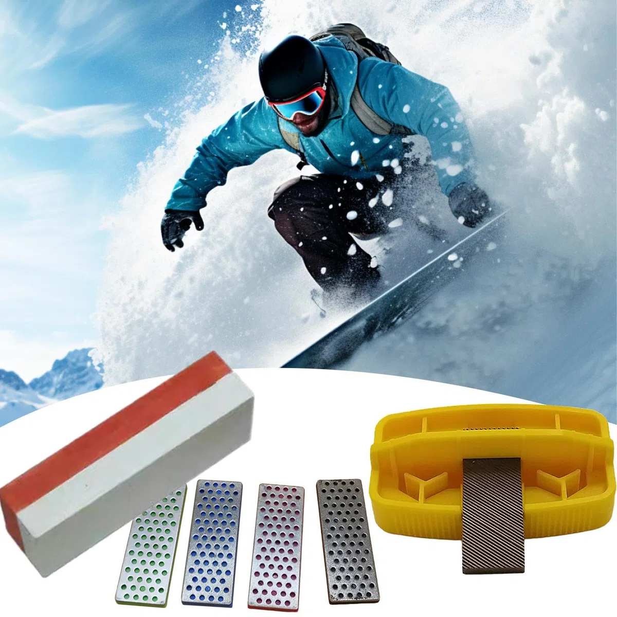 Afilador De Cantos para Esquí,Juego De Afilado Ergonómico En Aleación - Herramientas para Mantenimiento de Esquís,Kit Unisex para Deportes De Invierno Y Actividades Familiares Al Aire Libre