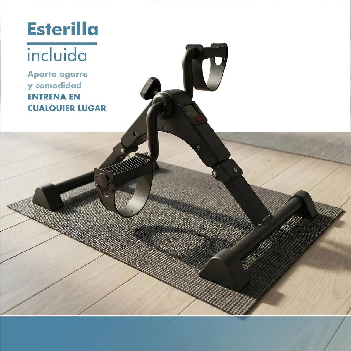 PORTENTUM Pedales estaticos Personas Mayores con Base Mejorada y Esterilla Antideslizante – Plegable con Pantalla LCD – Pedaleador Brazos y piernas con Resistencia Ajustable para Ejercicio en casa