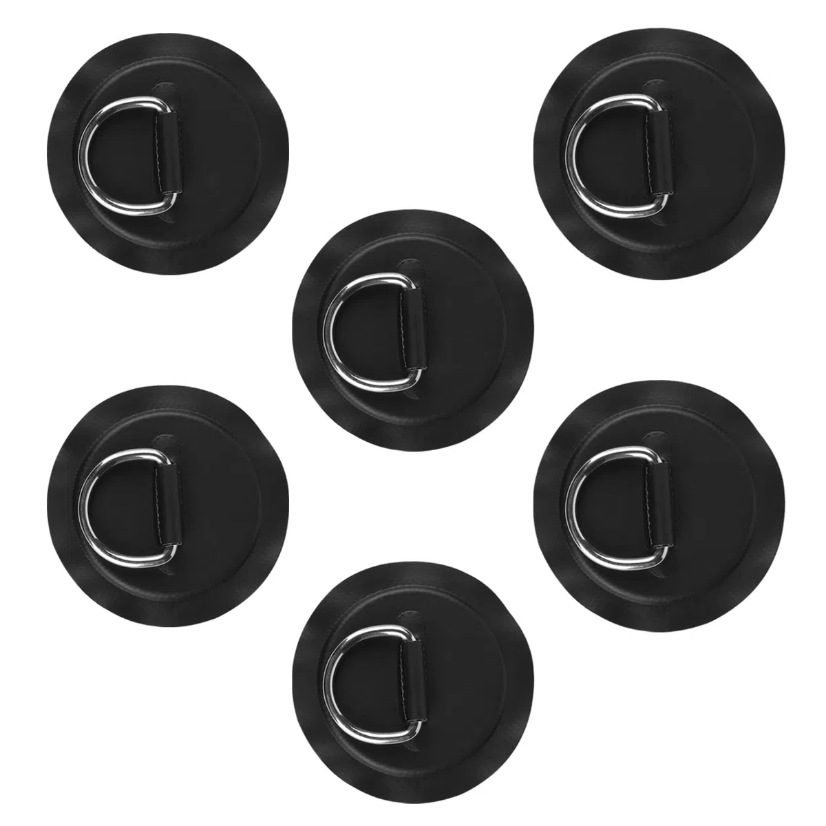efuturetime 6 x Anillo de Acero para PVC Kayak Accesorios de Barco, D Pad Patch para Tablas de Surf, Kayaks y Piraguas, Negro