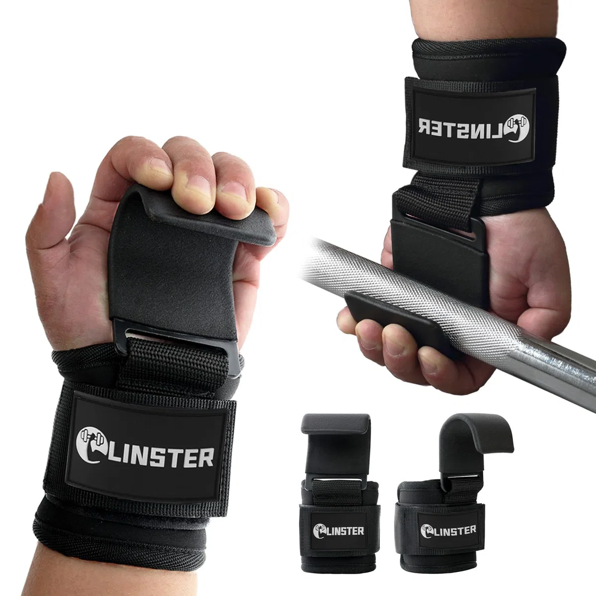 Levantamiento Peso Gancho Correas de Agarre (Par), Neopreno Acolchado 9 cm de ancho, Levantamiento de Potencia y Dominadas, Gimnasio Muñequeras para Levantamiento de Pesas para Hombres y Mujeres