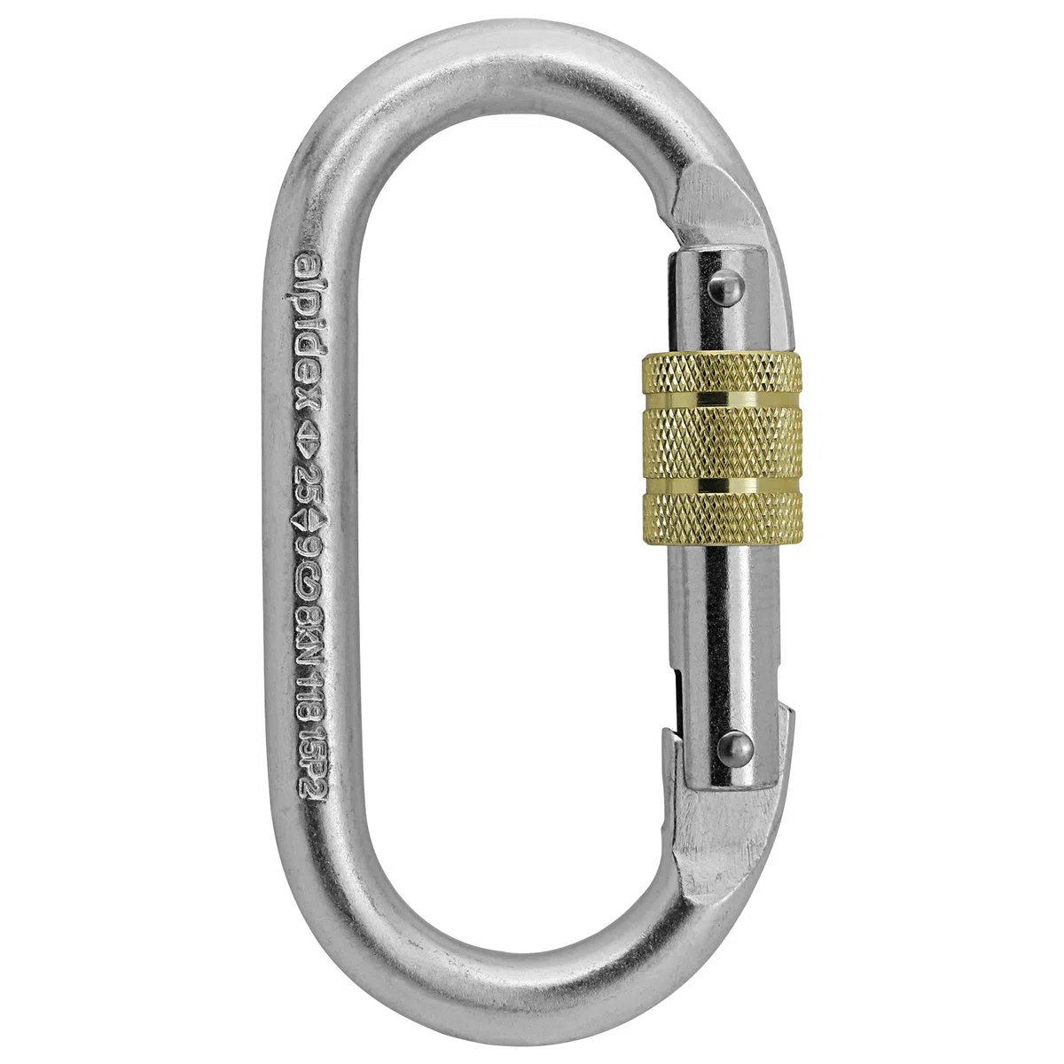 ALPIDEX Set de 5 Mosquetones de Acero Ovalados Mosquetón de Rosca – 25 kN – Probados según EN 362 & EN 12275 – Mosquetón para Escalada y Seguridad Laboral