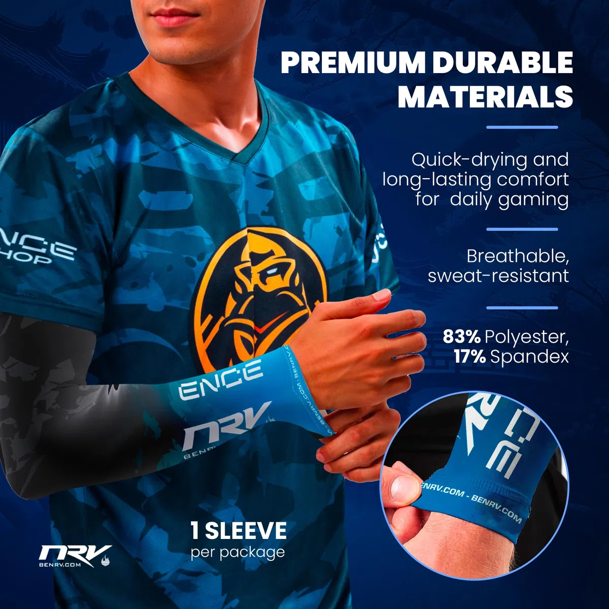 NRV - Brazalete de compresión para juegos de deportes deportivos, diseño transpirable, duradero y flexible, Rainbow Six Siege & Counter Strike Teams