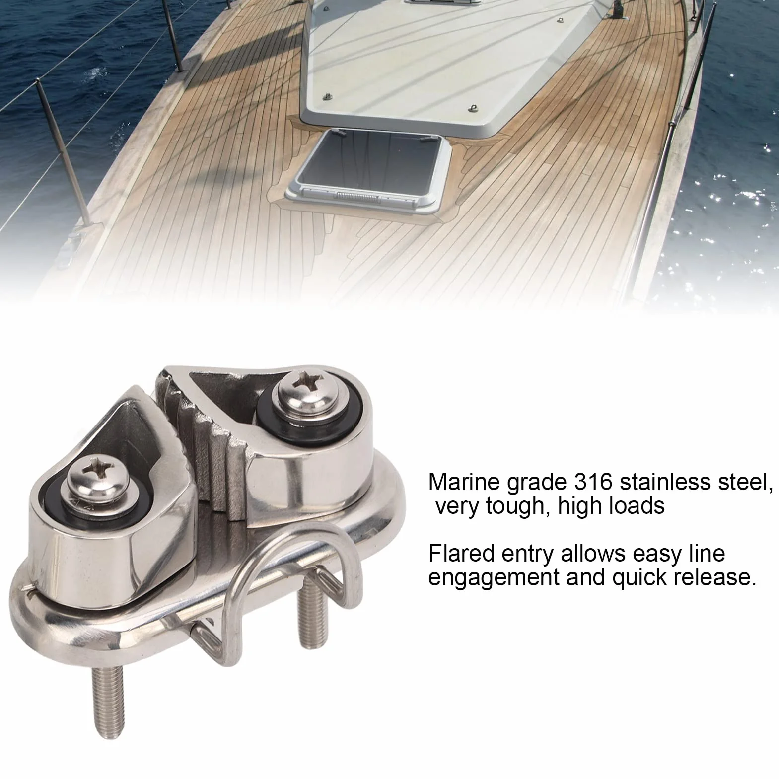 Dioche Cornamusa para Leva de Barco de Cuerda de 1/2" con Anillo Guía de Alambre - Espejo de Acero Inoxidable 316 Pulido para Cuerda de 10 Mm - Equipo Profesional para Velero/Pilates