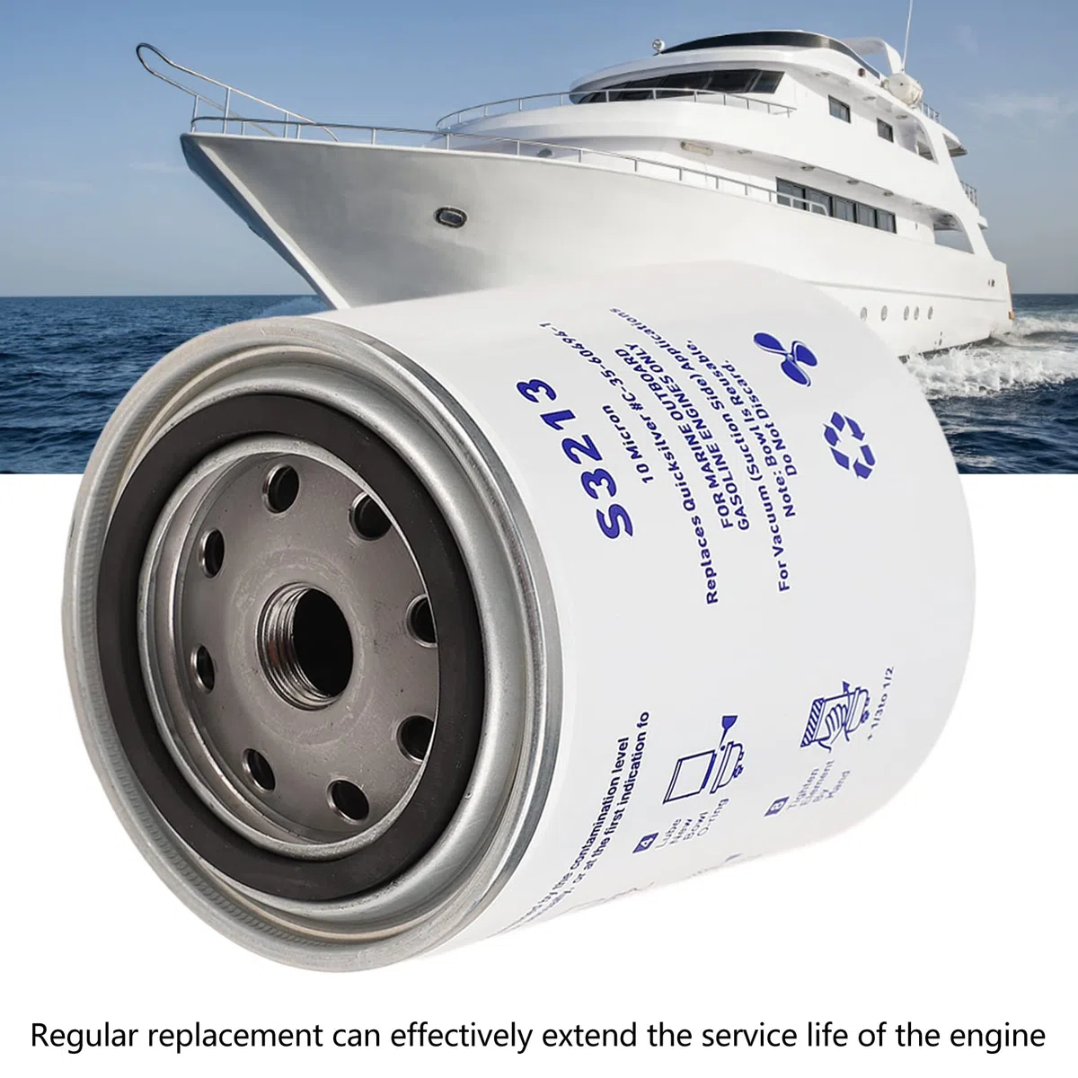 Filtro Separador de Agua Y Combustible S3213, Filtro Separador de Agua Y Combustible S3213 Filtro de Combustible de Acero Inoxidable S3213 con Anillo de Sellado Filtro de Combustible para Barcos