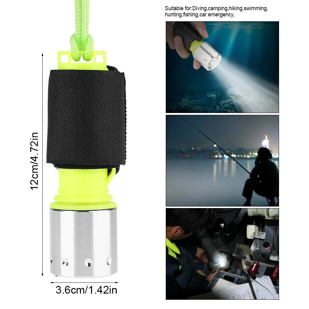 Linterna de mano, Luz de buceo portátil a prueba de agua 3 modos de engranaje Submarino brillante T6 Linterna de buceo Antorcha para Buceo Senderismo(no incluye batería)