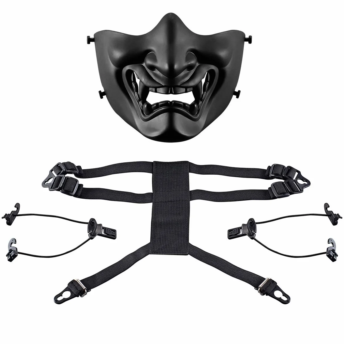 Airsoft - Máscara de media cara, monstruo demonio malvado, Kabuki, Samurai, Hannya Oni, máscara protectora de media cara, baile de máscaras, fiesta, Halloween, juego de guerra Cs