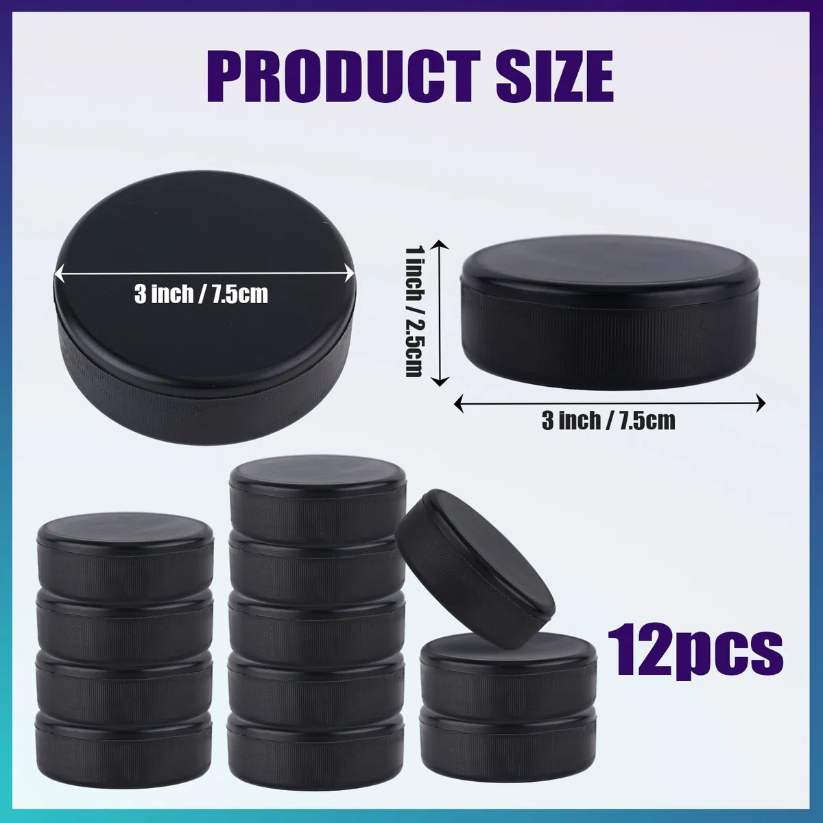 Gosknor 12uds Discos de Hockey, Diámetro 7,5cm/Grosor 2,5cm Ligeros Suaves Hockey Puck Sin Goma Accesorios de Hockey Hielo para Práctica y Entrenamiento Clásico en Interiores