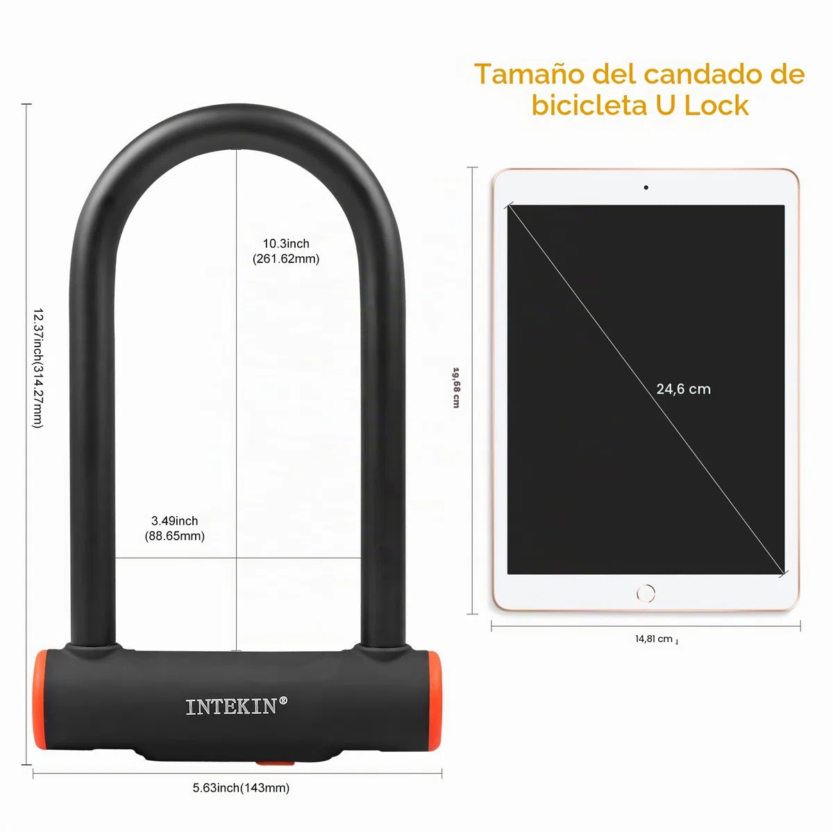 Candado U de Alta Seguridad, 16 mm, para Bicicleta, Motocicleta, Scooter y Puerta