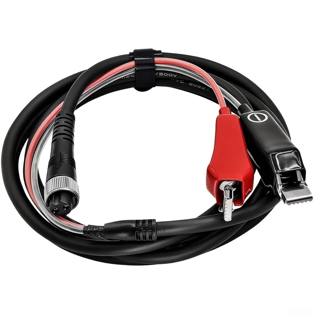Cable de alimentación de carrete de pesca eléctrico de 2 m, 2,5 m, funda de silicona con clip de cocodrilo mejorado, negro y rojo, compatible con 300 500 750 MJ para SE (2,5 m)