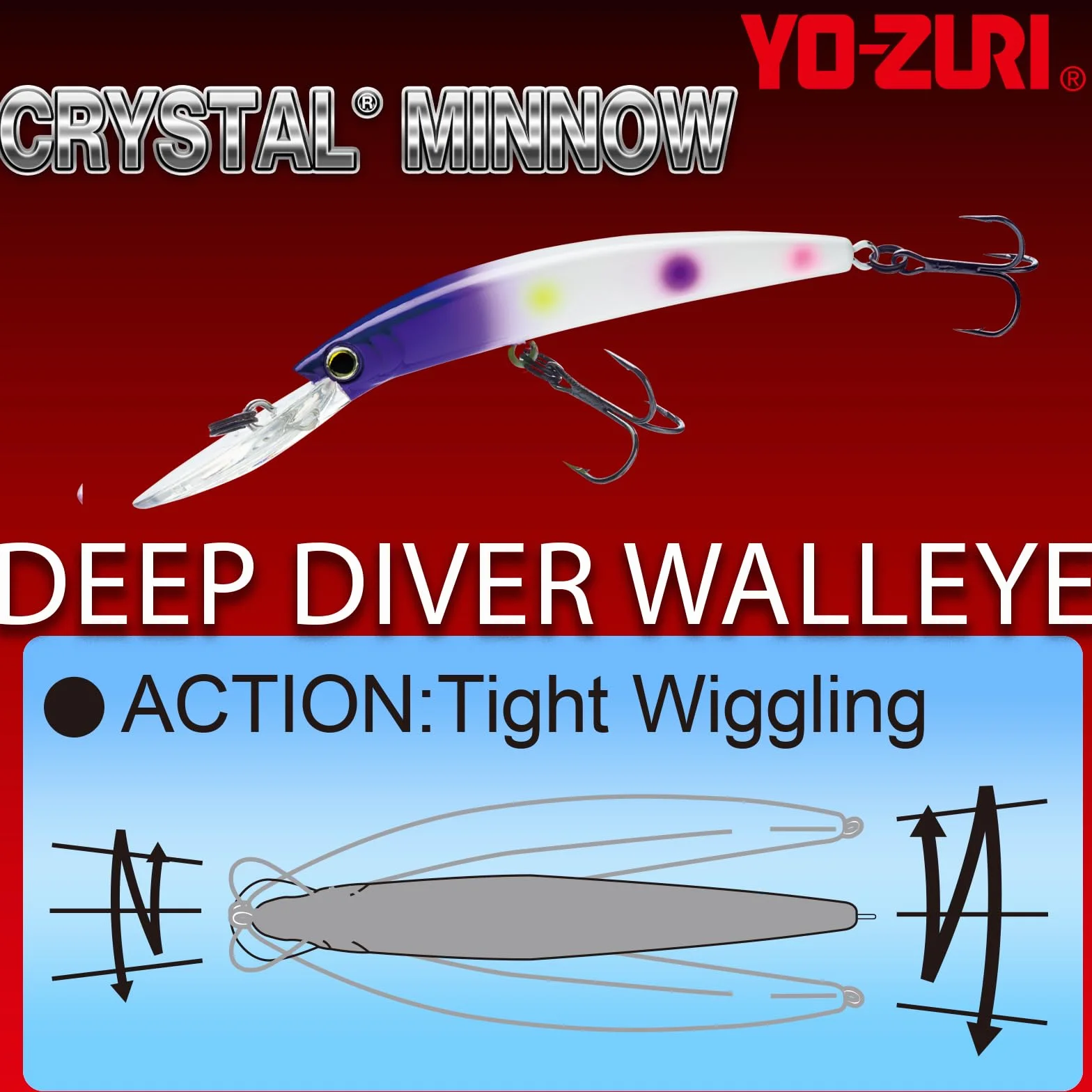 Yo-Zuri R1206-BT Crystal Minnow Deep Diver Walleye (F) 110 mm 4-3/8"