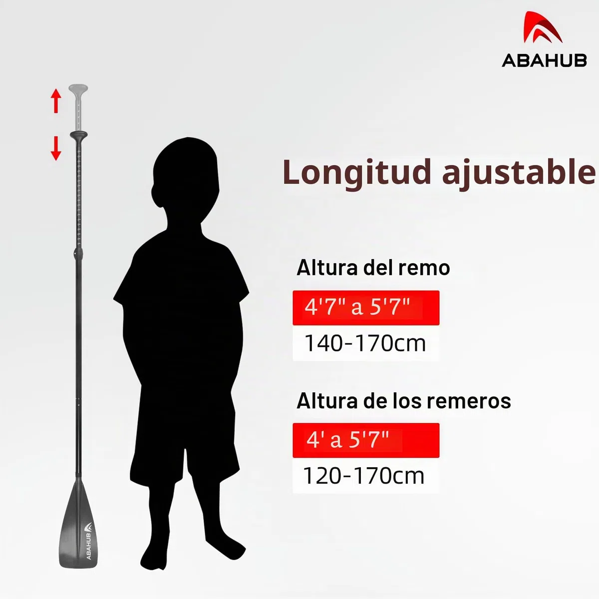 Abahub Remo Paddle Surf Niños Sup Paddle Kids Aluminio 140-178cm Ajustable Stand Up Paddle para Paddleboard, Vástago Recubierto Aleación Aluminio Plástico Hoja Nailon Gris/Turquesa